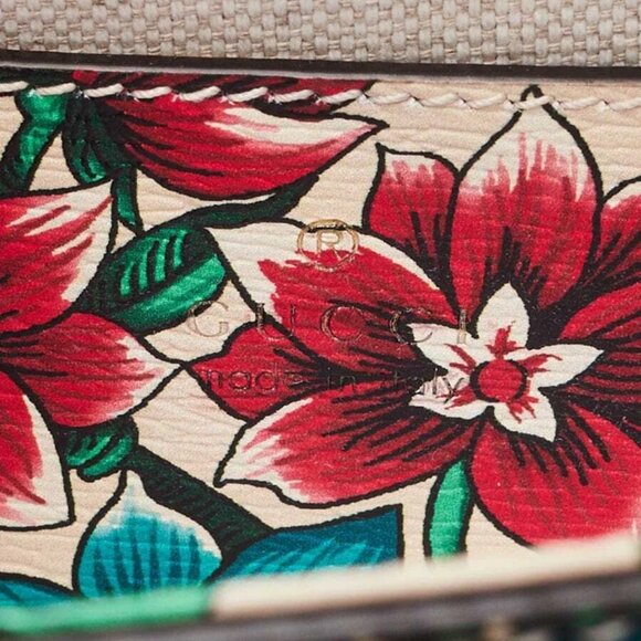 Gucci Multicolor Brit Roses Print Leather Ophidia Mini Square Shoulder Bag - Picture 7 of 10